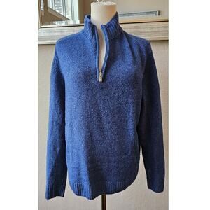 Enzo Mantovani Luxurious 100% Wool Quarter‎ Zip Pullover Sweater Men Size M Blue